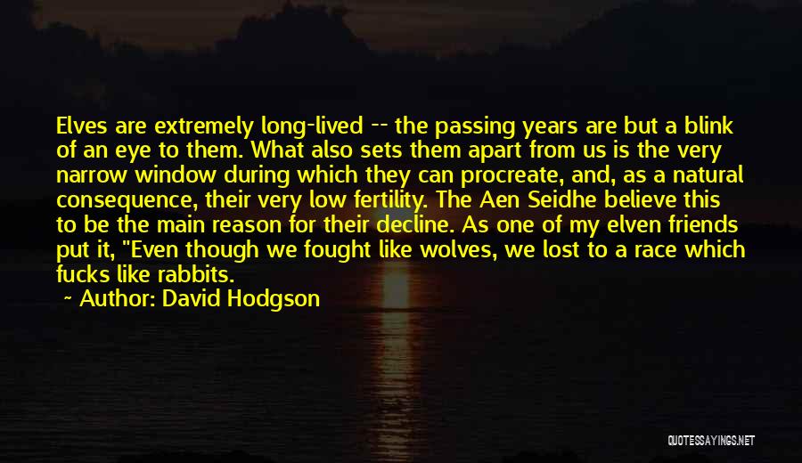 David Hodgson Quotes: Elves Are Extremely Long-lived -- The Passing Years Are But A Blink Of An Eye To Them. What Also Sets