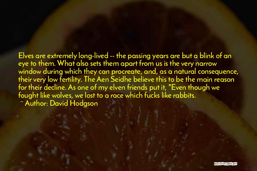 David Hodgson Quotes: Elves Are Extremely Long-lived -- The Passing Years Are But A Blink Of An Eye To Them. What Also Sets