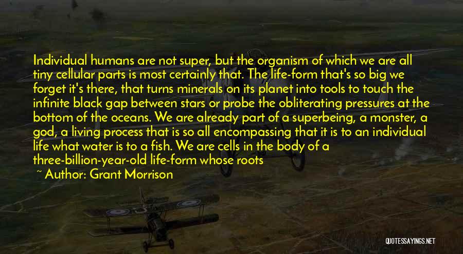 Grant Morrison Quotes: Individual Humans Are Not Super, But The Organism Of Which We Are All Tiny Cellular Parts Is Most Certainly That.