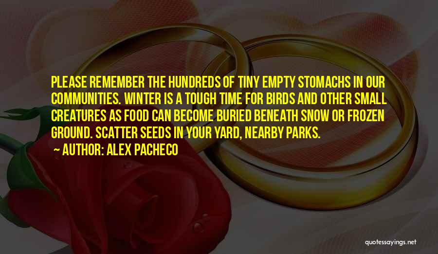 Alex Pacheco Quotes: Please Remember The Hundreds Of Tiny Empty Stomachs In Our Communities. Winter Is A Tough Time For Birds And Other