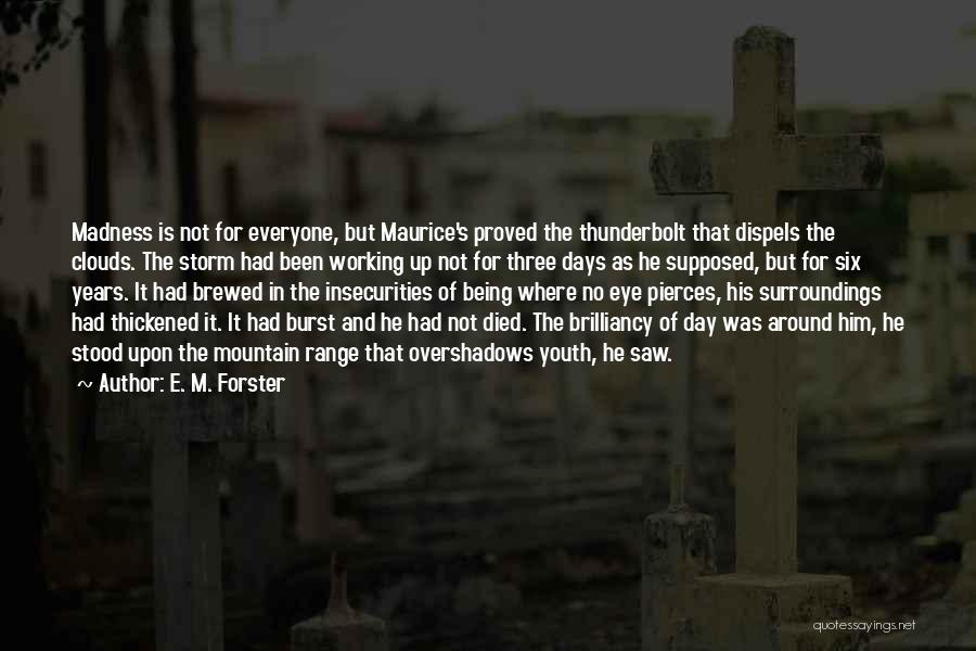 E. M. Forster Quotes: Madness Is Not For Everyone, But Maurice's Proved The Thunderbolt That Dispels The Clouds. The Storm Had Been Working Up