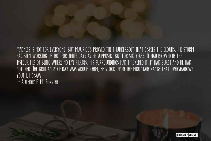 E. M. Forster Quotes: Madness Is Not For Everyone, But Maurice's Proved The Thunderbolt That Dispels The Clouds. The Storm Had Been Working Up
