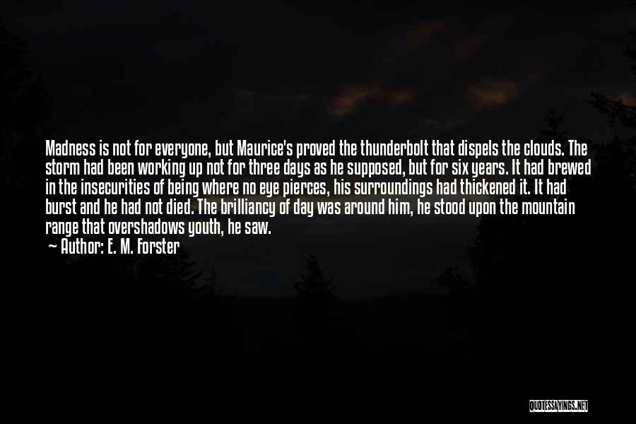 E. M. Forster Quotes: Madness Is Not For Everyone, But Maurice's Proved The Thunderbolt That Dispels The Clouds. The Storm Had Been Working Up