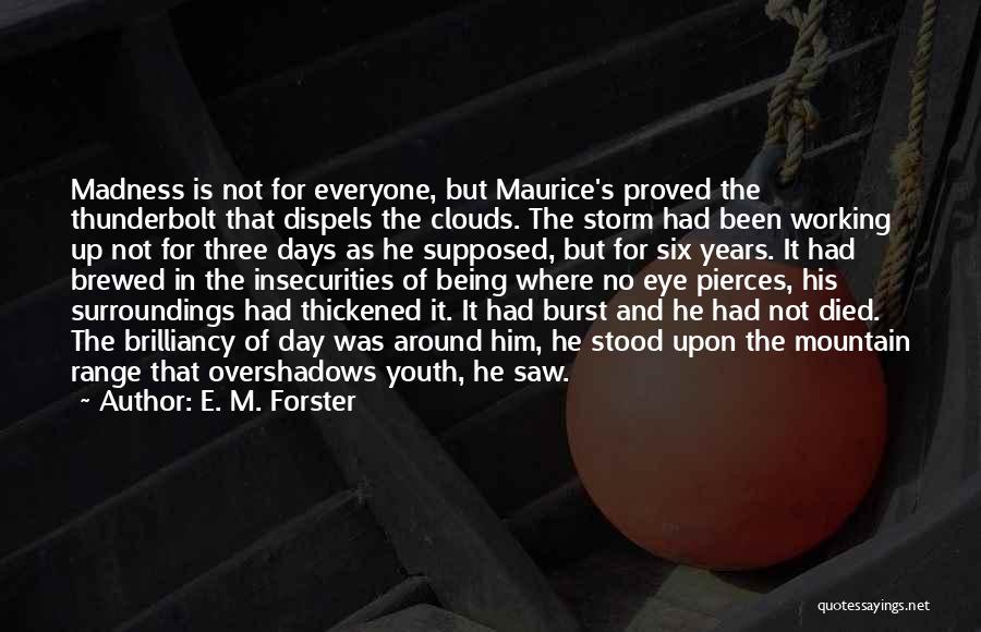 E. M. Forster Quotes: Madness Is Not For Everyone, But Maurice's Proved The Thunderbolt That Dispels The Clouds. The Storm Had Been Working Up