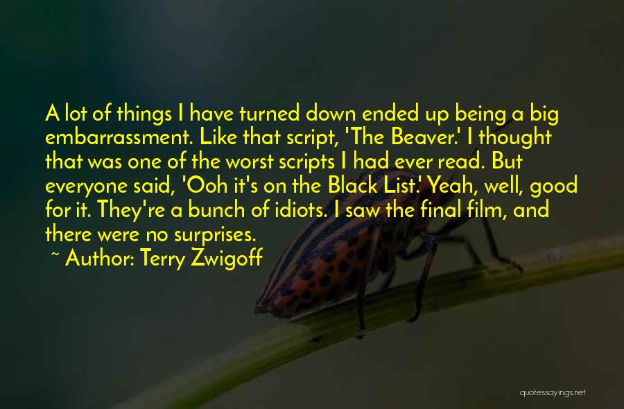 Terry Zwigoff Quotes: A Lot Of Things I Have Turned Down Ended Up Being A Big Embarrassment. Like That Script, 'the Beaver.' I