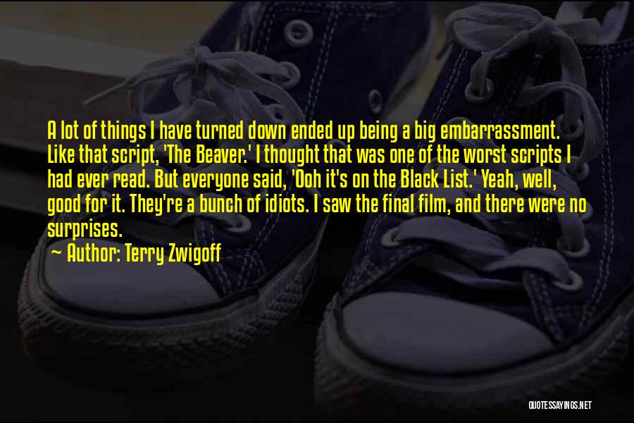 Terry Zwigoff Quotes: A Lot Of Things I Have Turned Down Ended Up Being A Big Embarrassment. Like That Script, 'the Beaver.' I