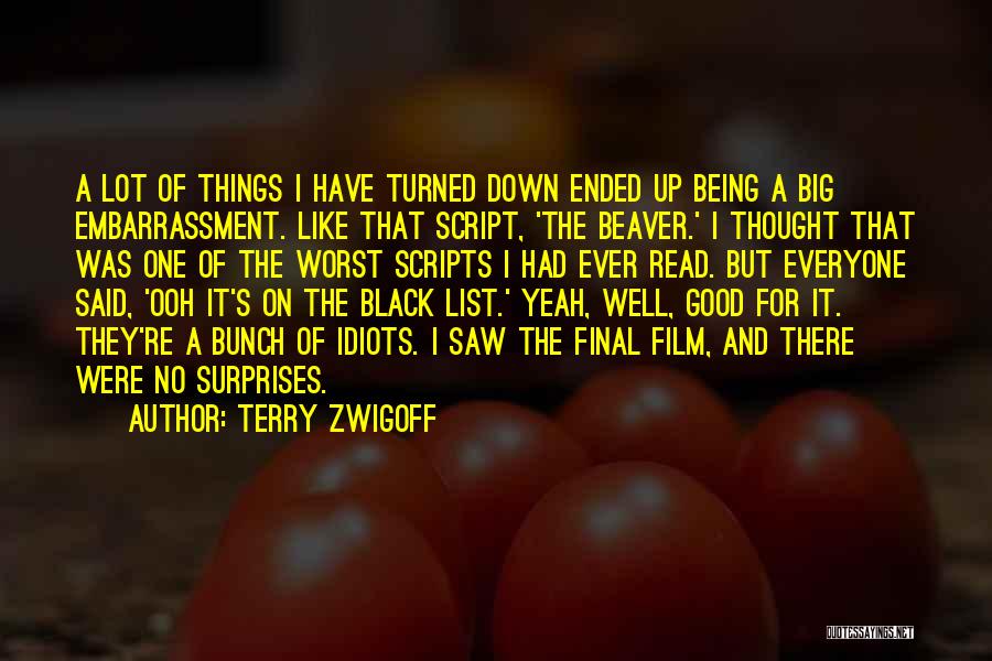 Terry Zwigoff Quotes: A Lot Of Things I Have Turned Down Ended Up Being A Big Embarrassment. Like That Script, 'the Beaver.' I