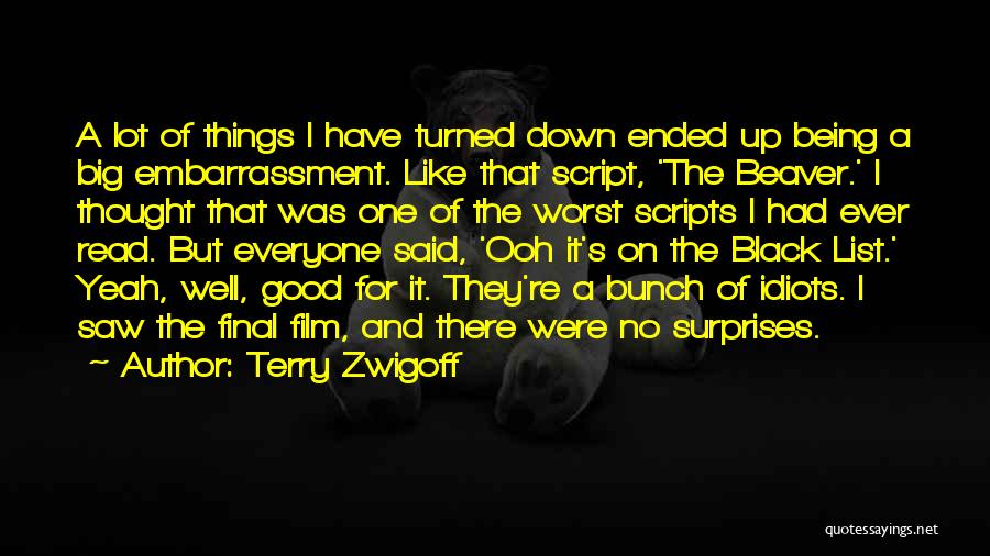 Terry Zwigoff Quotes: A Lot Of Things I Have Turned Down Ended Up Being A Big Embarrassment. Like That Script, 'the Beaver.' I