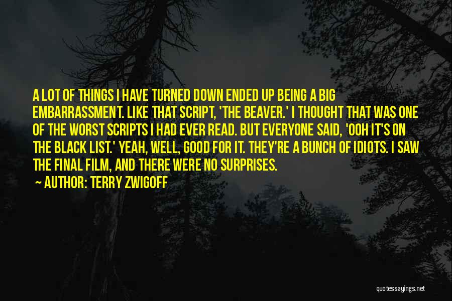 Terry Zwigoff Quotes: A Lot Of Things I Have Turned Down Ended Up Being A Big Embarrassment. Like That Script, 'the Beaver.' I