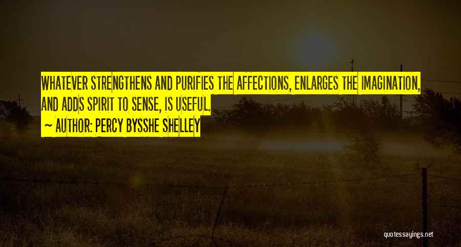 Percy Bysshe Shelley Quotes: Whatever Strengthens And Purifies The Affections, Enlarges The Imagination, And Adds Spirit To Sense, Is Useful.