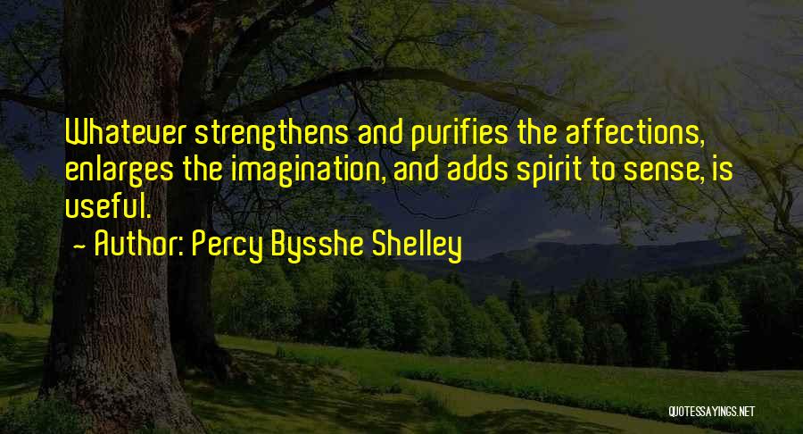 Percy Bysshe Shelley Quotes: Whatever Strengthens And Purifies The Affections, Enlarges The Imagination, And Adds Spirit To Sense, Is Useful.