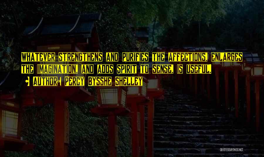 Percy Bysshe Shelley Quotes: Whatever Strengthens And Purifies The Affections, Enlarges The Imagination, And Adds Spirit To Sense, Is Useful.