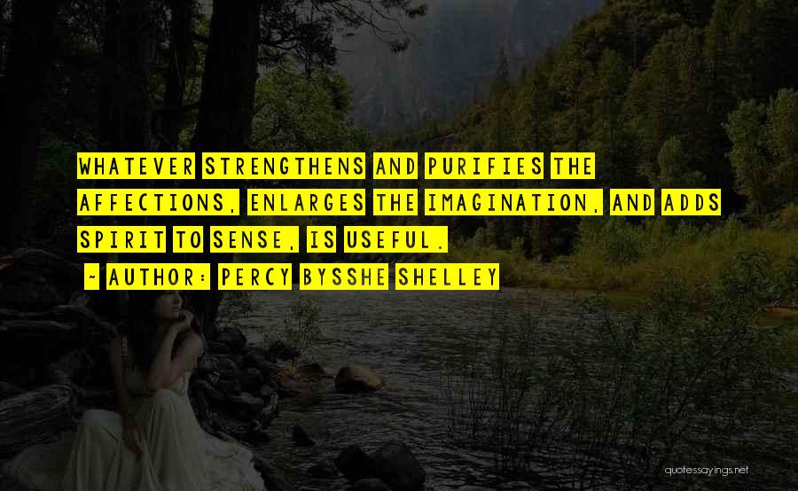 Percy Bysshe Shelley Quotes: Whatever Strengthens And Purifies The Affections, Enlarges The Imagination, And Adds Spirit To Sense, Is Useful.