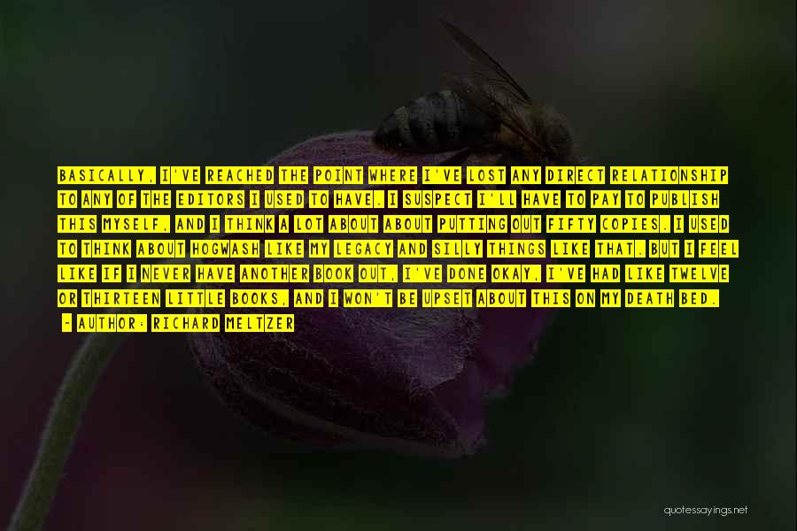 Richard Meltzer Quotes: Basically, I've Reached The Point Where I've Lost Any Direct Relationship To Any Of The Editors I Used To Have.