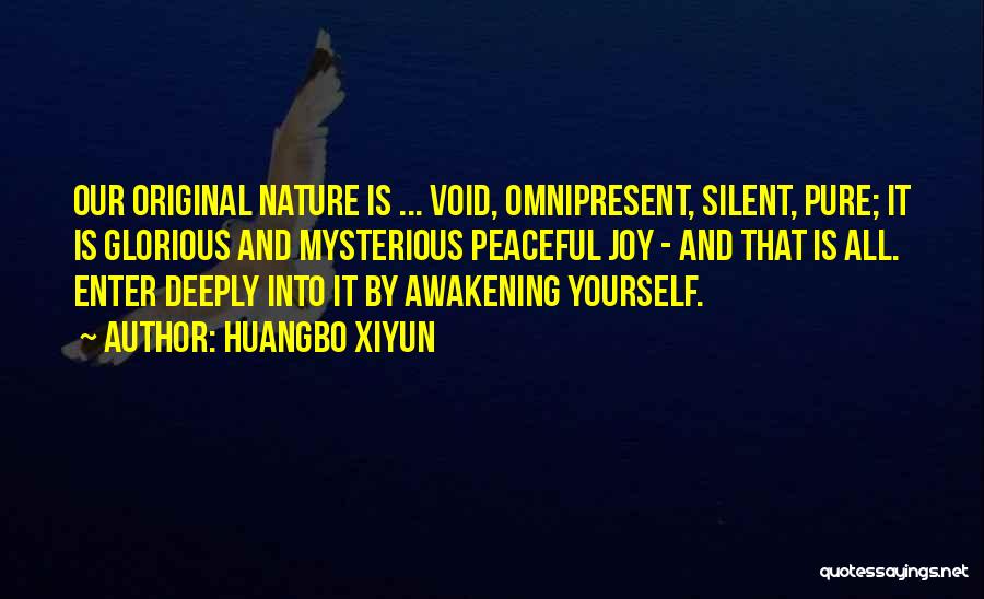 Huangbo Xiyun Quotes: Our Original Nature Is ... Void, Omnipresent, Silent, Pure; It Is Glorious And Mysterious Peaceful Joy - And That Is