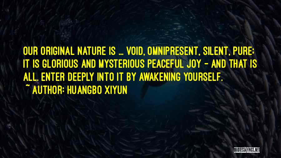 Huangbo Xiyun Quotes: Our Original Nature Is ... Void, Omnipresent, Silent, Pure; It Is Glorious And Mysterious Peaceful Joy - And That Is