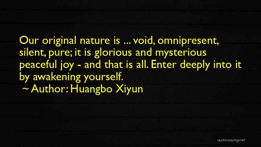Huangbo Xiyun Quotes: Our Original Nature Is ... Void, Omnipresent, Silent, Pure; It Is Glorious And Mysterious Peaceful Joy - And That Is