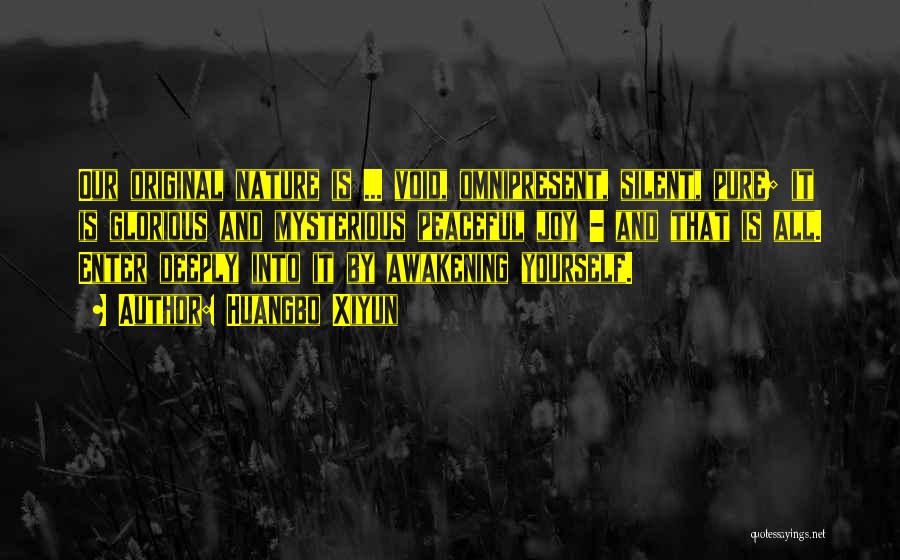 Huangbo Xiyun Quotes: Our Original Nature Is ... Void, Omnipresent, Silent, Pure; It Is Glorious And Mysterious Peaceful Joy - And That Is