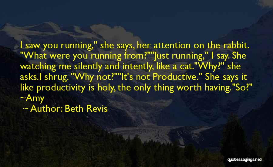 Beth Revis Quotes: I Saw You Running, She Says, Her Attention On The Rabbit. What Were You Running From?just Running, I Say. She