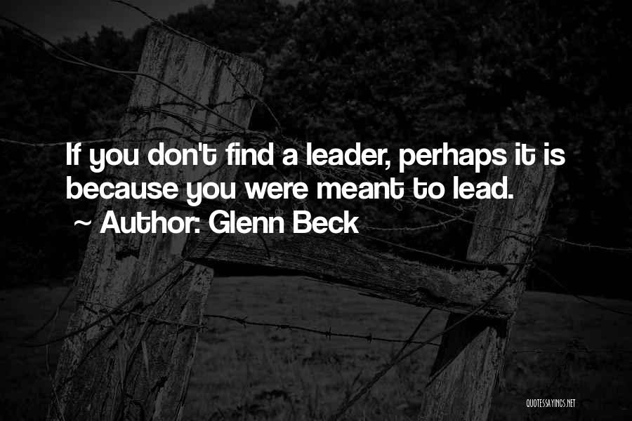 Glenn Beck Quotes: If You Don't Find A Leader, Perhaps It Is Because You Were Meant To Lead.