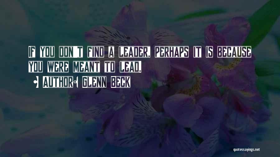 Glenn Beck Quotes: If You Don't Find A Leader, Perhaps It Is Because You Were Meant To Lead.