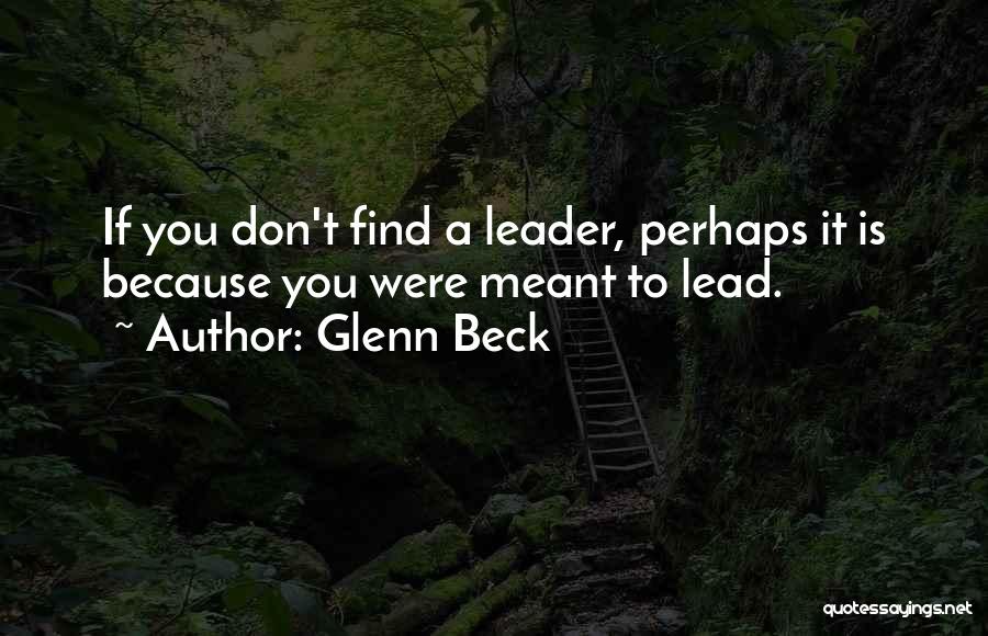 Glenn Beck Quotes: If You Don't Find A Leader, Perhaps It Is Because You Were Meant To Lead.