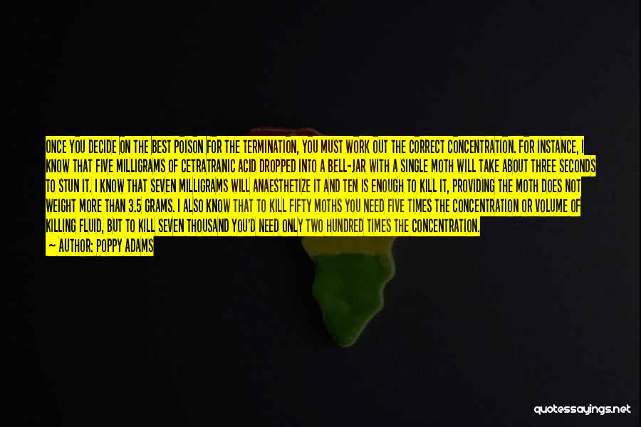 Poppy Adams Quotes: Once You Decide On The Best Poison For The Termination, You Must Work Out The Correct Concentration. For Instance, I