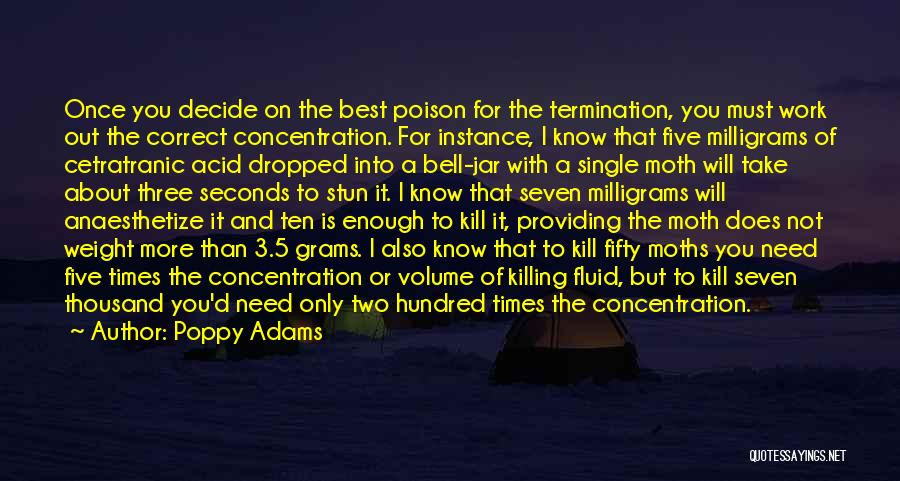 Poppy Adams Quotes: Once You Decide On The Best Poison For The Termination, You Must Work Out The Correct Concentration. For Instance, I