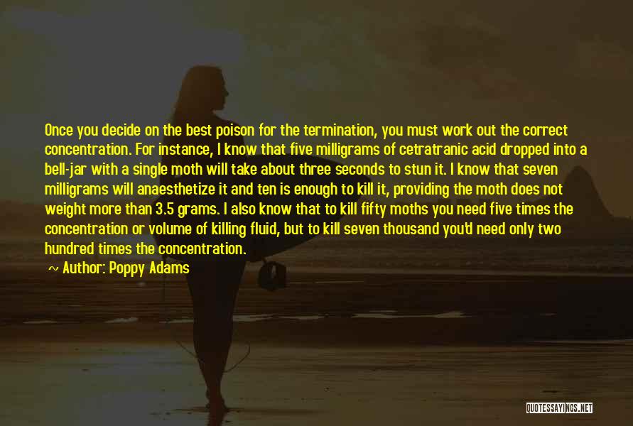 Poppy Adams Quotes: Once You Decide On The Best Poison For The Termination, You Must Work Out The Correct Concentration. For Instance, I