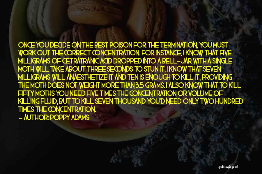 Poppy Adams Quotes: Once You Decide On The Best Poison For The Termination, You Must Work Out The Correct Concentration. For Instance, I