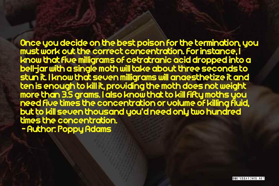 Poppy Adams Quotes: Once You Decide On The Best Poison For The Termination, You Must Work Out The Correct Concentration. For Instance, I