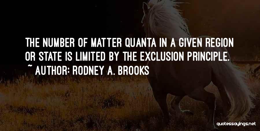 Rodney A. Brooks Quotes: The Number Of Matter Quanta In A Given Region Or State Is Limited By The Exclusion Principle.