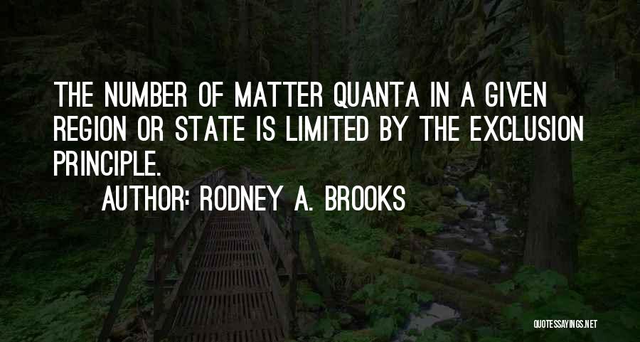 Rodney A. Brooks Quotes: The Number Of Matter Quanta In A Given Region Or State Is Limited By The Exclusion Principle.