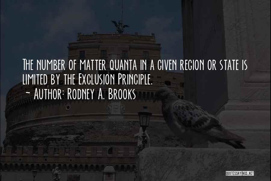 Rodney A. Brooks Quotes: The Number Of Matter Quanta In A Given Region Or State Is Limited By The Exclusion Principle.