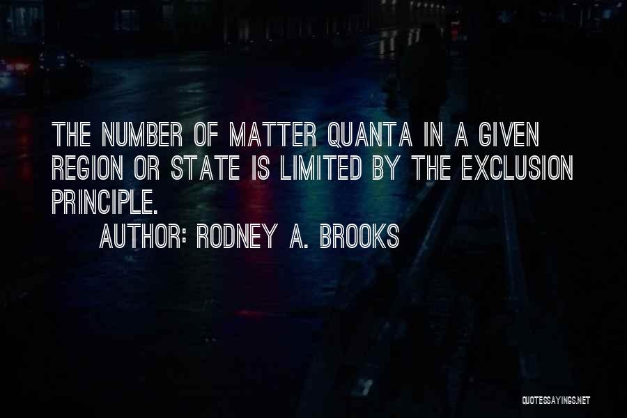 Rodney A. Brooks Quotes: The Number Of Matter Quanta In A Given Region Or State Is Limited By The Exclusion Principle.