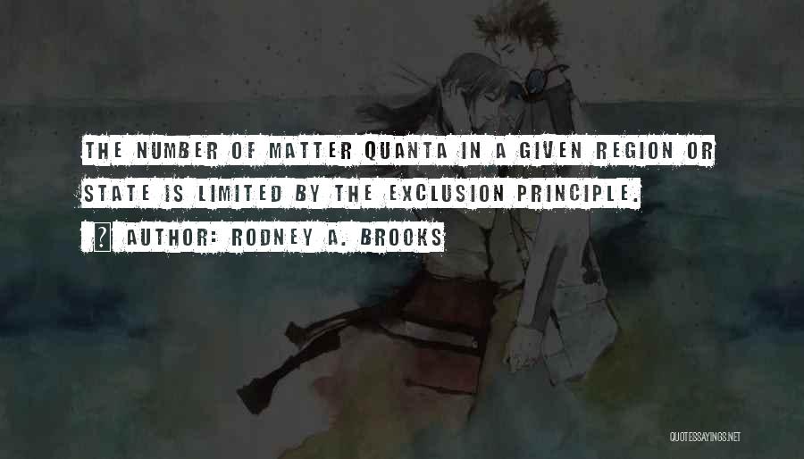 Rodney A. Brooks Quotes: The Number Of Matter Quanta In A Given Region Or State Is Limited By The Exclusion Principle.