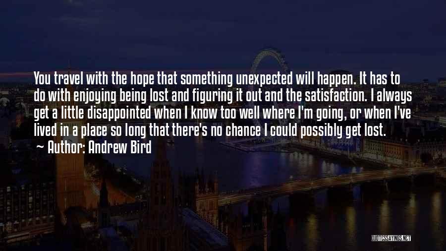 Andrew Bird Quotes: You Travel With The Hope That Something Unexpected Will Happen. It Has To Do With Enjoying Being Lost And Figuring