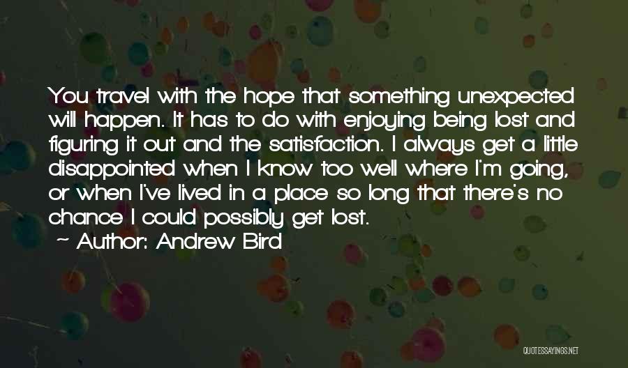 Andrew Bird Quotes: You Travel With The Hope That Something Unexpected Will Happen. It Has To Do With Enjoying Being Lost And Figuring