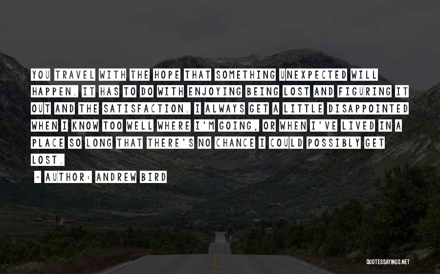 Andrew Bird Quotes: You Travel With The Hope That Something Unexpected Will Happen. It Has To Do With Enjoying Being Lost And Figuring