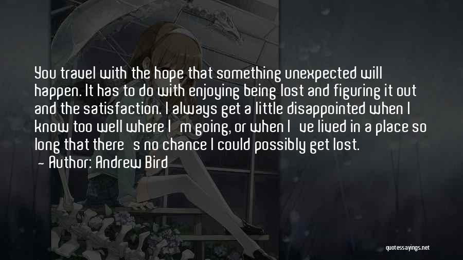 Andrew Bird Quotes: You Travel With The Hope That Something Unexpected Will Happen. It Has To Do With Enjoying Being Lost And Figuring