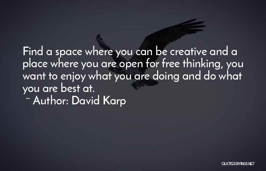 David Karp Quotes: Find A Space Where You Can Be Creative And A Place Where You Are Open For Free Thinking, You Want