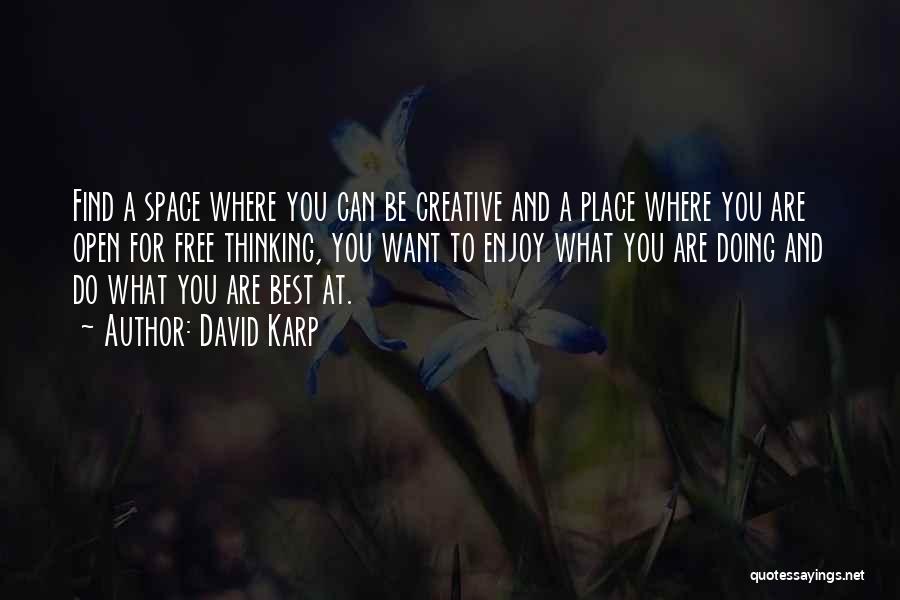 David Karp Quotes: Find A Space Where You Can Be Creative And A Place Where You Are Open For Free Thinking, You Want