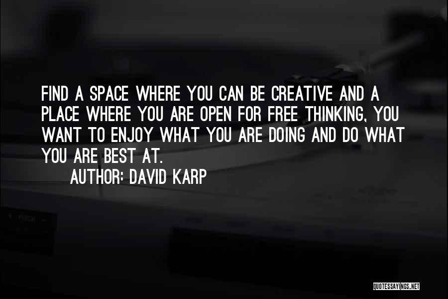 David Karp Quotes: Find A Space Where You Can Be Creative And A Place Where You Are Open For Free Thinking, You Want