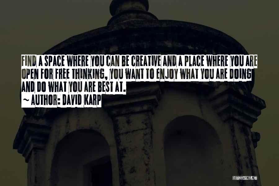 David Karp Quotes: Find A Space Where You Can Be Creative And A Place Where You Are Open For Free Thinking, You Want