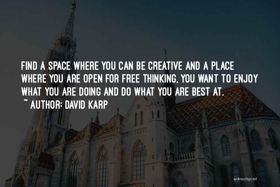 David Karp Quotes: Find A Space Where You Can Be Creative And A Place Where You Are Open For Free Thinking, You Want