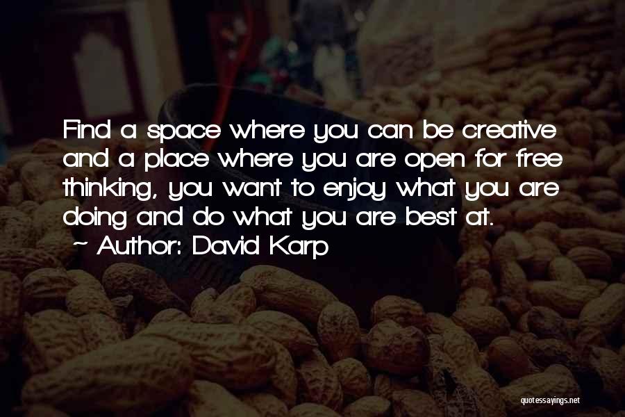 David Karp Quotes: Find A Space Where You Can Be Creative And A Place Where You Are Open For Free Thinking, You Want