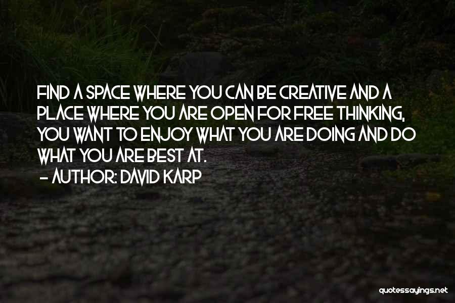 David Karp Quotes: Find A Space Where You Can Be Creative And A Place Where You Are Open For Free Thinking, You Want