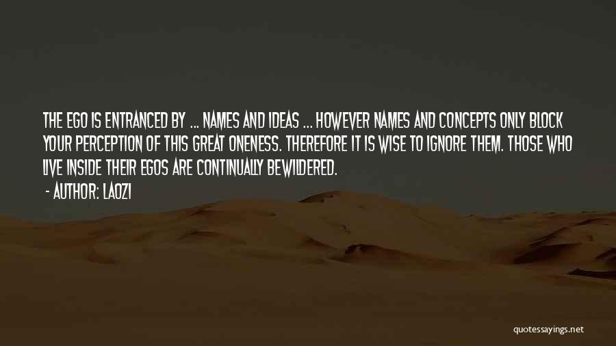 Laozi Quotes: The Ego Is Entranced By ... Names And Ideas ... However Names And Concepts Only Block Your Perception Of This