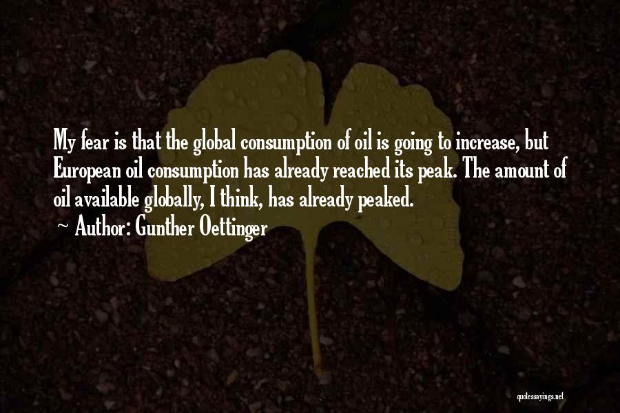 Gunther Oettinger Quotes: My Fear Is That The Global Consumption Of Oil Is Going To Increase, But European Oil Consumption Has Already Reached