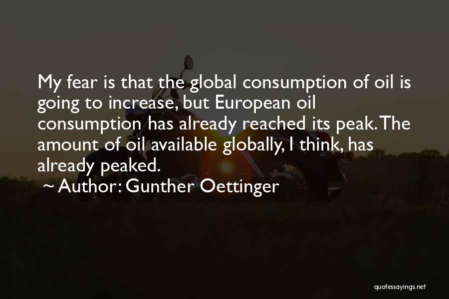 Gunther Oettinger Quotes: My Fear Is That The Global Consumption Of Oil Is Going To Increase, But European Oil Consumption Has Already Reached